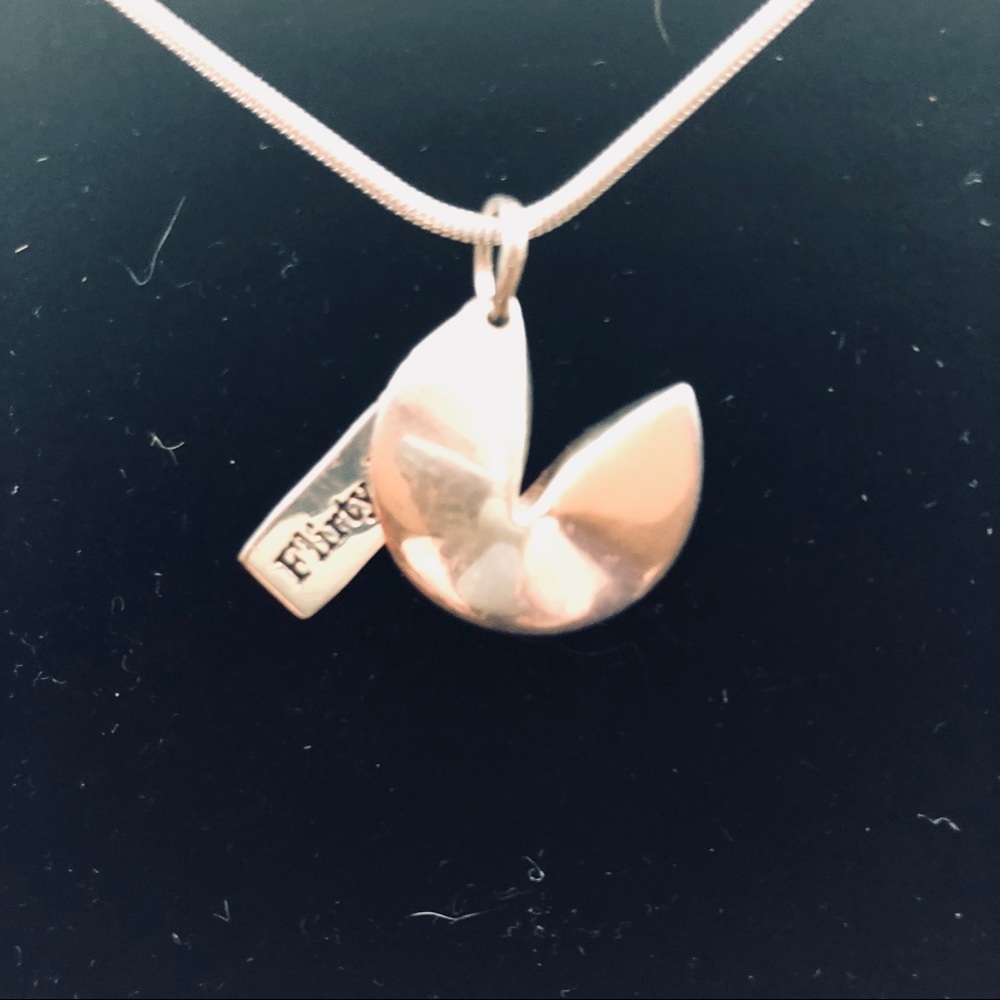 Sterling fortune cookie charm on sterling chain